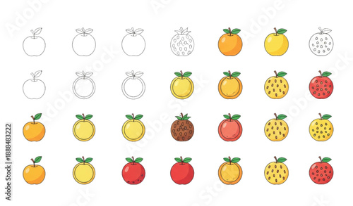 Minimal lychee fruit cartoon clipart vector collection isolated