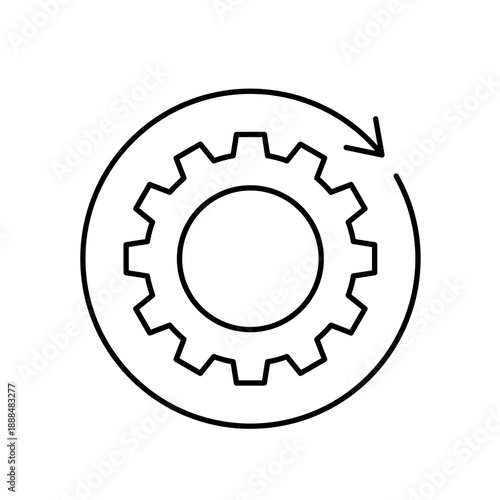 Icon a business process mechanism with rotating gear wheels, isolated against a clean background.