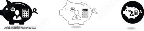 icons Piggy bank icons with financial symbols representing savings and investment concepts perfect for business and finance graphics