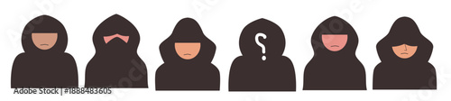 collection of hooded figures showcasing various facial
