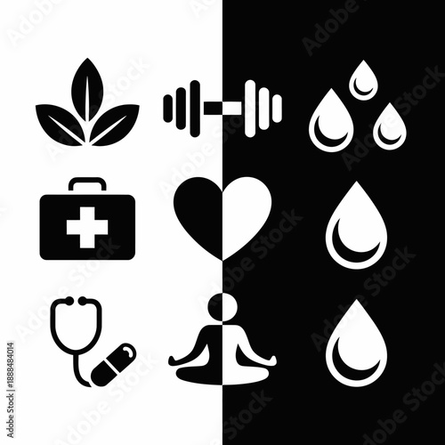 Health and Wellness Icons Collection for Fitness and Nutrition