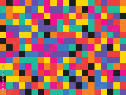 Seamless colorful pattern from small square shapes making pixel pattern with vibrant digital texture ideal for modern backgrounds textiles prints and creative design