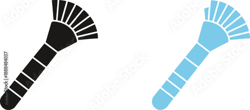 Makeup brush silhouette icon set in black and blue for cosmetic beauty tools isolated on white background vector illustration