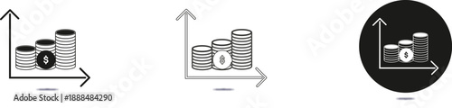 icons Set of bar chart icons representing growth and data analysis perfect for financial reports and business presentations