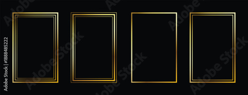  golden thin rectangle frame set shining gold square borders