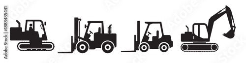 heavy equipment icons forklift excavator bulldozer