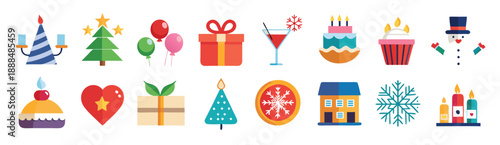 holiday and event icon set collection illustration