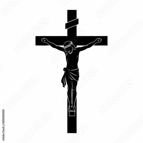 Jesus Christ Crucified on Black Cross.