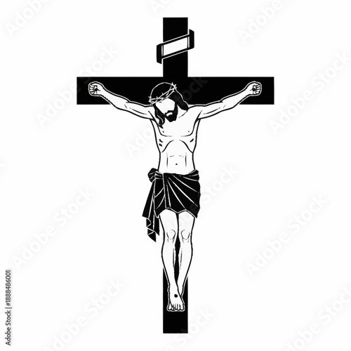 Jesus Christ Crucified on Black Cross.