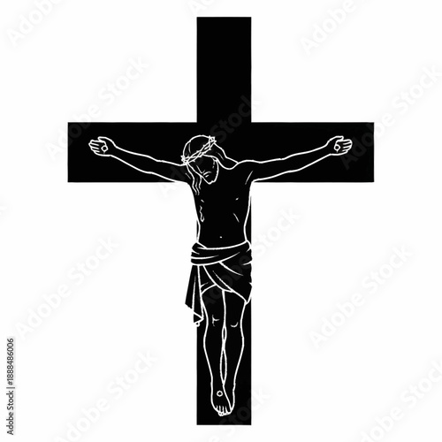 Jesus Christ Crucified on Black Cross.