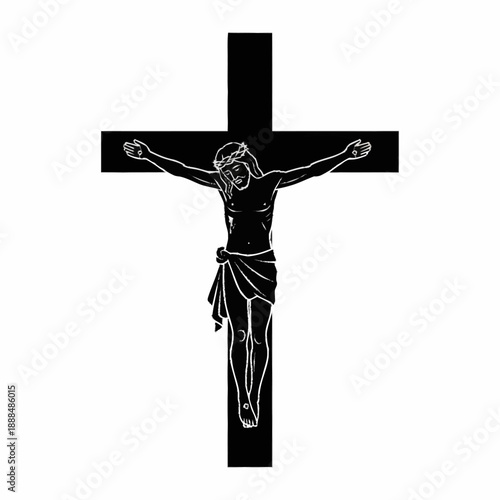 Jesus Christ Crucified on Black Cross.