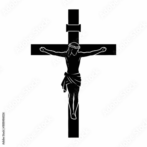 Jesus Christ Crucified on Cross Illustration.