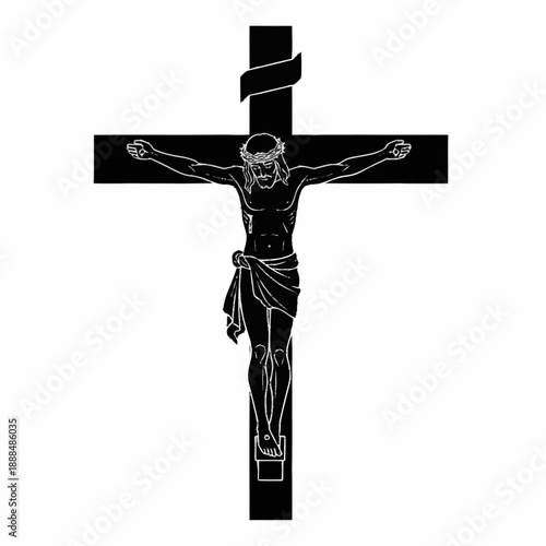 Jesus Christ Crucified on Cross Illustration.