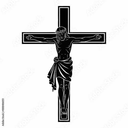 Jesus Christ Crucified on Cross Illustration.