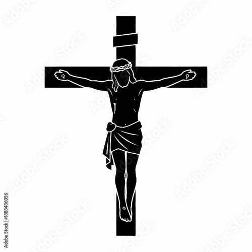Jesus Christ Crucified on Cross Illustration.