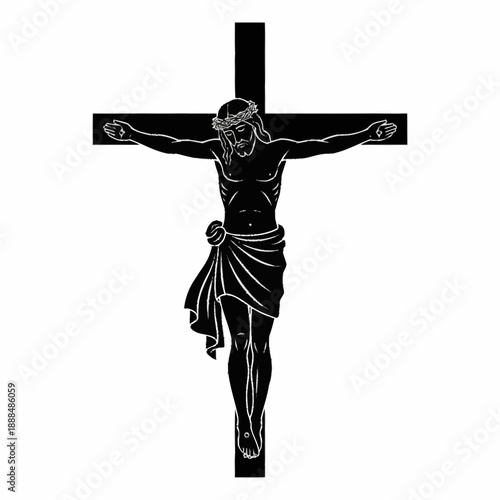 Jesus Christ Crucified on Cross Illustration.