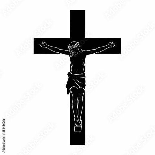 Jesus Christ Crucified on Cross Illustration.