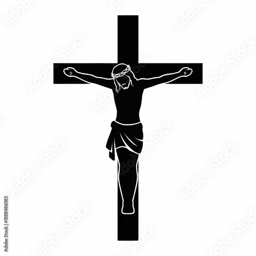 Jesus Christ Crucified on Cross Illustration.