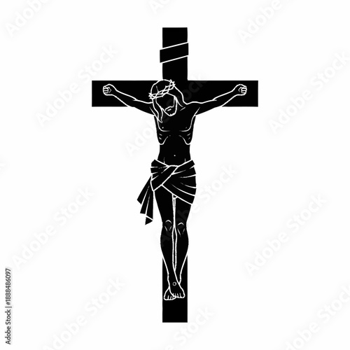 Jesus Christ Crucified on Cross Illustration.