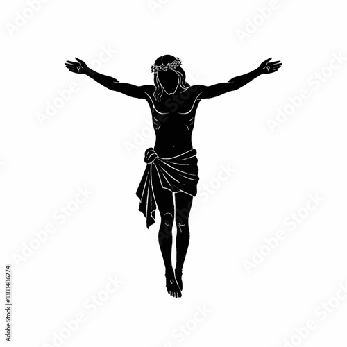 Man with Outstretched Arms Silhouette Illustration.