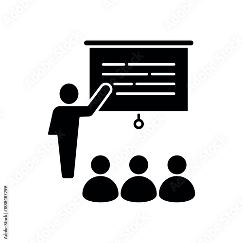 Icon a corporate training workshop with mentor and team, isolated against a clean background.