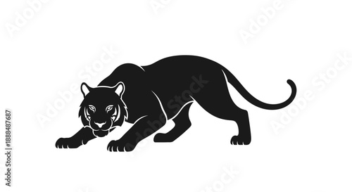 Black Panther Silhouette Crouching Ready to Pounce.