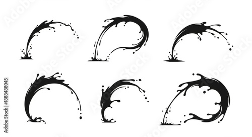 Black Ink Splashes and Swirls Collection.