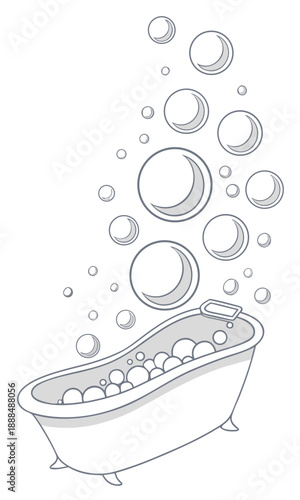 Bathtub Filled with Bubbles A Relaxing Bath Time Illustration.