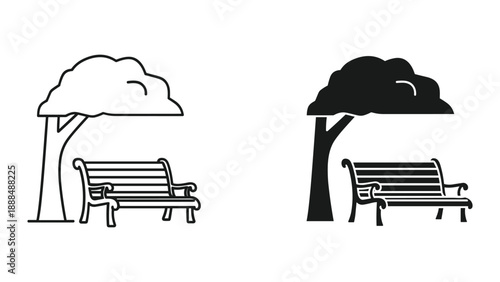 Vector Park Bench Illustration Set