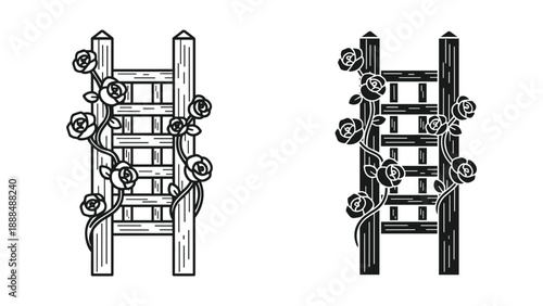 Vector Illustration of Trellis with Climbing Plants