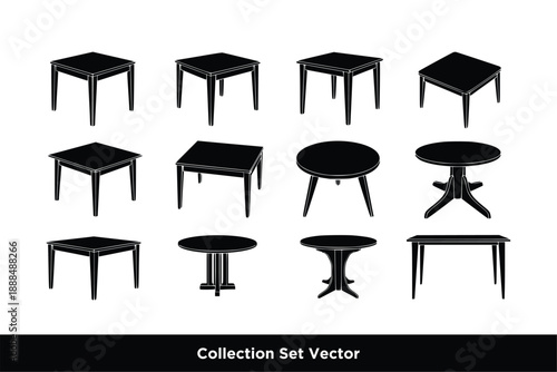 Various Modern and Classic Wooden Table Silhouette Set