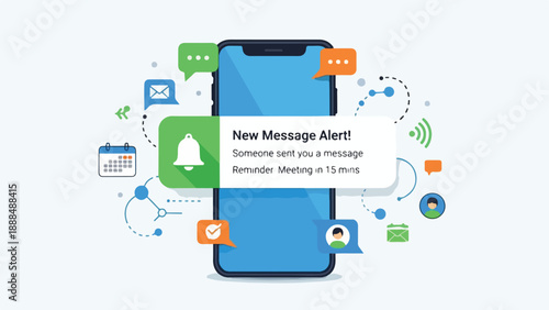 Smartphone with notification icons