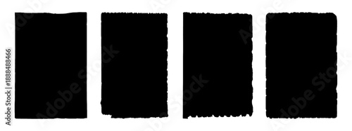 Black torn paper frame backgrounds with gray blank sheets and jagged edges forming ripped grunge elements for posters banners collages stickers and text layouts