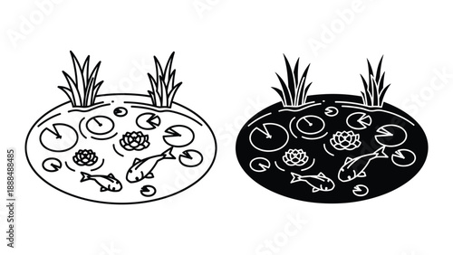 Pond Ecosystem Illustration Vector Graphics