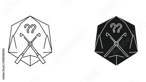 Black and White Umbrella Vector Illustration