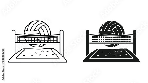 Volleyball Net Illustration - Black and White Design