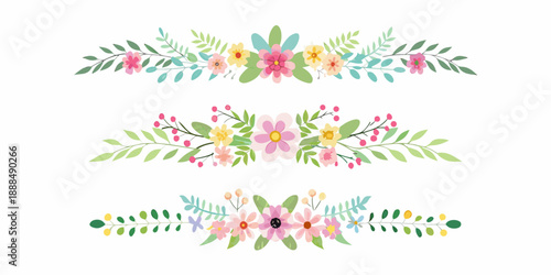 Floral arrangements and botanical elements in a delicate decorative composition