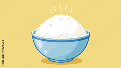 Steaming bowl of white rice