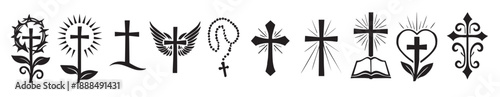 diverse collection of ten christian cross icons