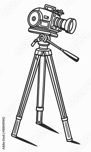Vintage Camera on Tripod A Classic Filming Setup.