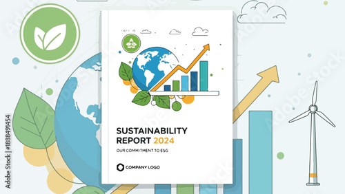 Sustainability report 2024 cover with eco-friendly graphics