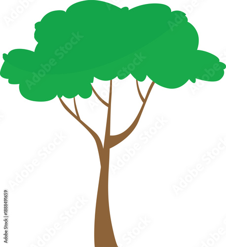 Green tree with a brown trunk and branches, symbolizing nature's vitality and growth, perfect for environmental themes and natural beauty illustrations