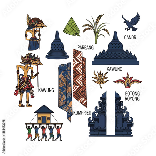 Traditional Balinese cultural symbols and patterns