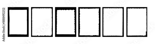 Set of old black empty aged damaged paper cardboard photo cards with rough grunge distressed textures for collage overlays vintage designs and creative layouts