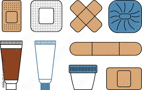 Medical First Aid Outline Icon Set  Emergency Care and Health Essentials