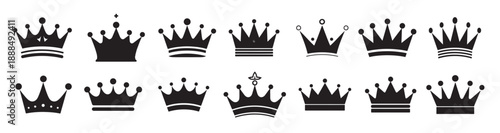 crown icons set silhouette hand drawn vector
