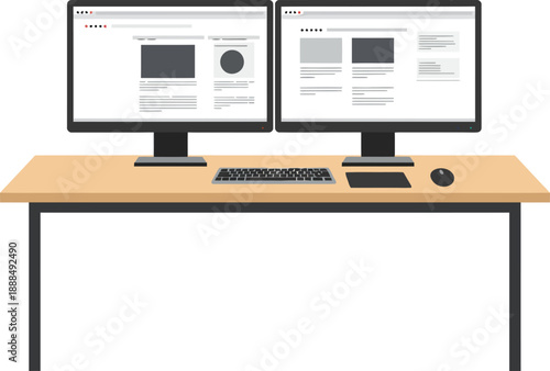 Modern Home Office Setup with Dual Monitor Workstation for Productivity and Design