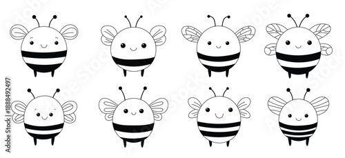 cute bee set in kids style