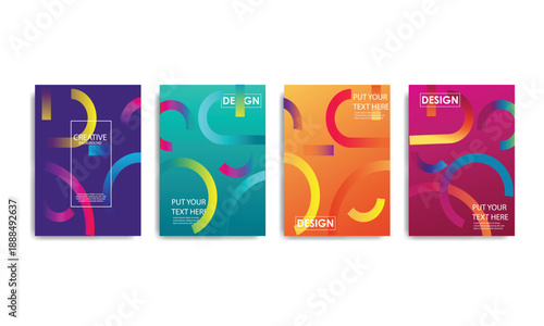 Abstract Colorful Modern Cover Design Set with Dynamic Shapes