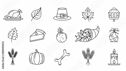 Various Thanksgiving-themed icons